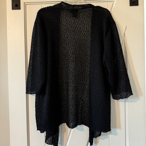 Shannon Ford New York Size 1X Plus Size Black Open Front Cardigan Lightweight - Picture 2 of 5